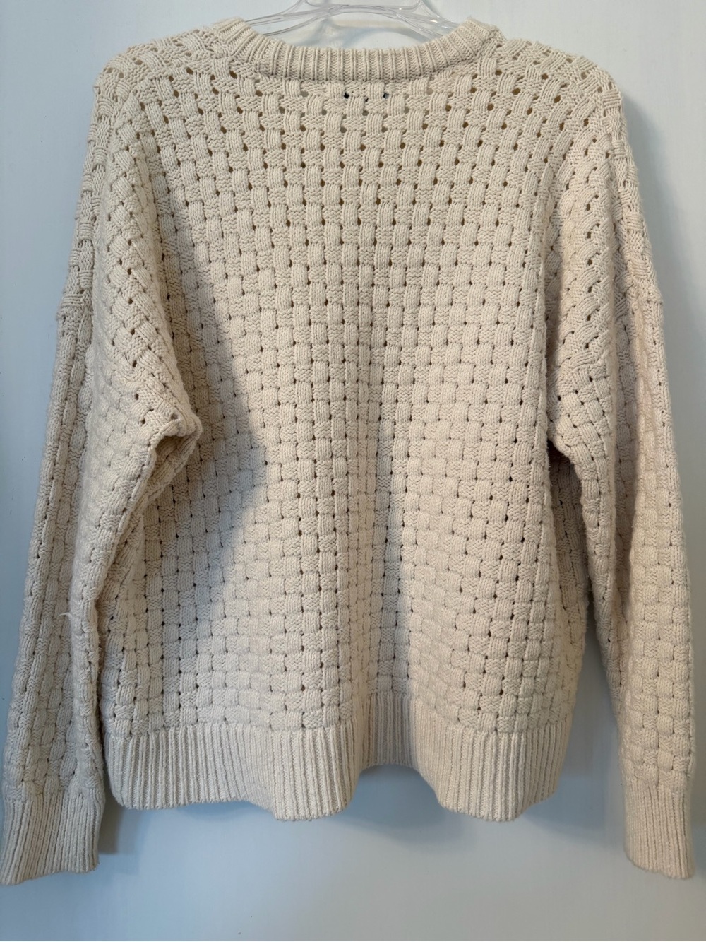 Madewell Ivory Basketweave Oversized Crewneck Sweater - Picture 3 of 3